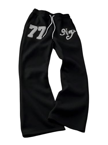 Verdusa Men Baggy Sweatpants Wide Leg Flared Pants with Pocket Streewear Going Out