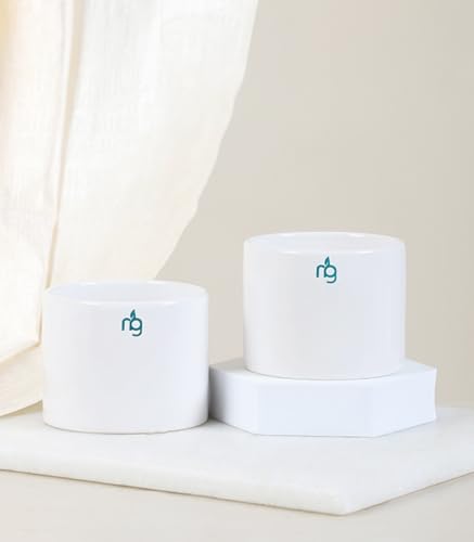 Image of Nurturing Green Combo of 2 White Ceramic Pots | Pots for Plants | Pots for Home Garden (Size: 3.5 Inch Wide*2.8 Inch High)