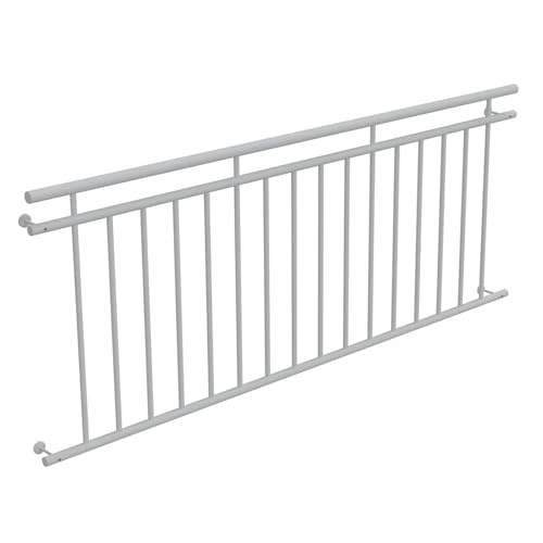 HAGO 24 | Balcón francés | Rejilla para ventana | Barandilla de acero | 225 x 90 cm blanco | Barandilla de barandilla | Balcón Juliet | Barandilla | Balcón de salida | Ventana de barandilla