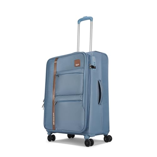Image of VIP Grande 8 Wheel Check-in (Medium Size) Soft Case Trolley Bag | TSA Lock | Expandable Polyester Luggage | 3 Year International Warranty | Anti-Theft Zipper | 70 CM Suitcase for Travel | Smoke Blue