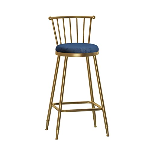 Chaises de bar confortables velours bleu 75 cm pour éviter le mal de dos