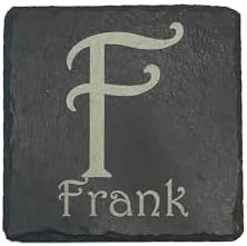 Initialed & Named Slate Coaster - Personalised engraved drinks coaster