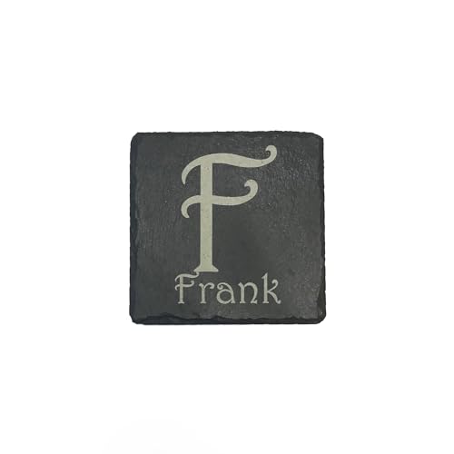 Initialed & Named Slate Coaster - Personalised engraved drinks coaster