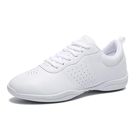 LANDHIKER Cheer Shoes Girls White Dance Shoes Youth Cheerleading Fashion Sports Shoes Training Athletic Comfortable Shoes Flats Girl