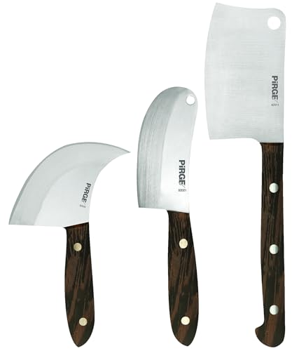 Pirge Set di Coltelli per Formaggio Premium 3 Pezzi - Acciaio Inossidabile con Manico in Legno Wenge - Coltelli Lucidati per Taglio e Servizio del Formaggio