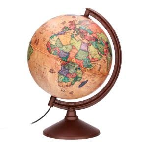 Globo terraqueo con luz fisico y politico estilo antiguo diametro 26 cm. Esfera con luz física y política de 26 cm de diámetro. Mapa moderno con color antiguo. Con base y meridiano de plástico.