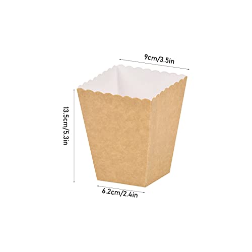 50 Stück Kraftpapier Popcorn Boxen, Wiederverwendbar Popcorn Karton Tüten, 3 Größen Pappe Snacks Süßigkeiten Behälter für Geburtstagsfeier Kino Schulveranstaltungen Party Picknick Hochzeit (S)