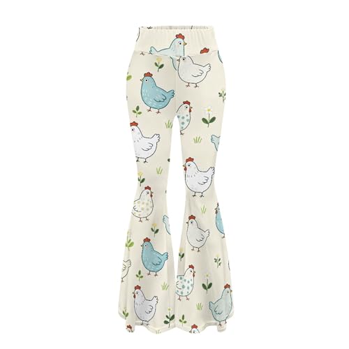 Pantalones de pierna ancha Amzbeauty elásticos con estampado de moda y corte acampanado