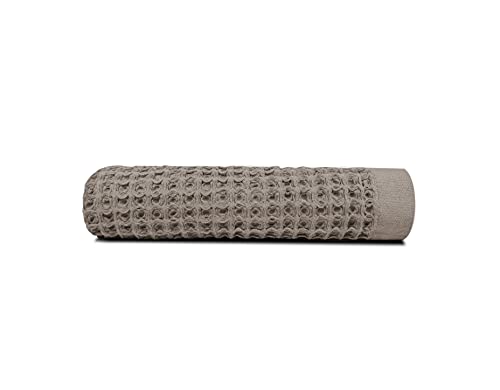 Kanso Waffle Woven Silver Infused Premium Bath Towel - Lightweight, Absorbent And Fast Drying Ultra Soft Bamboo Cotton Blend - Tan, 31" X 57" #TOP29