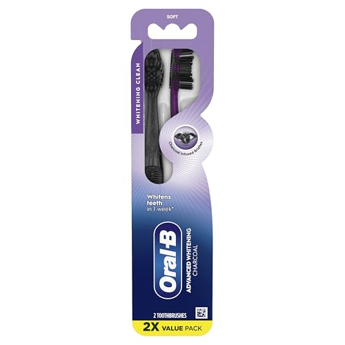 Oral-B 3D White Charcoal Toothbrush, 2 Count Soft Manual tootbrush Pack, Whitens Teeth, removes Plaque and Stains, Tongue Scraper Tooth Brush - image 6