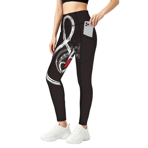 Leggings elásticos suaves de cintura alta y tejido premium con motivos musicales para mujer
