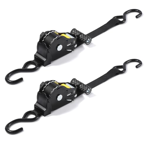 2 Stück Automatik Spanngurt - 3 m x 25mm, 680KG Automatischer Spanngurtaufroller mit S Haken - Spanngurte mit Ratsche - Selbstaufrollend Spanngurt Zurrgurte für Ladungssicherung,LKW, Anhänger