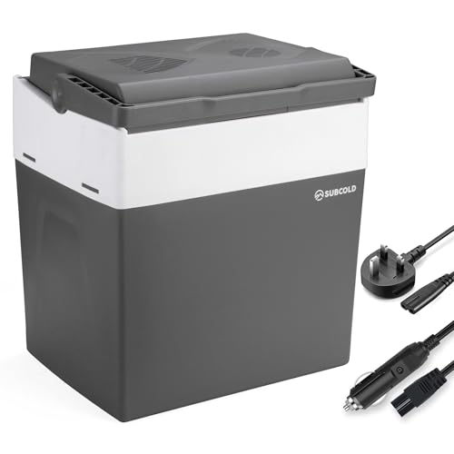Subcold Euro30 Electric Cool Box 28L 12V Car Plug & 240V Mains | Large Insulated Plug in Cooler Box for Picnic Camping Travel | Quiet and Portable | Holds 45 Cans