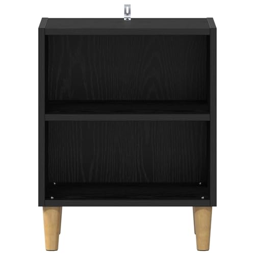 Table d'appoint pour chambre à coucher au look chaleureux aspect chêne et noir - 7