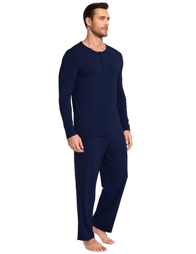 GYS Bamboo Viscose Men's Pajama Sets 2 Piece Long Sleeve Sleep Set with Pockets2