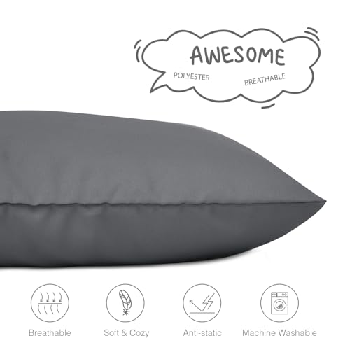 Image of EXQ Home Toddler Pillowcases 13x18 Travel Pillow Case Set of 2, Small Pillow Case Fits Baby Pillow Sized 12x16, 13x18, Kids Pillowcases 2 Pack Machine Washable with Envelope Closure (Dark Grey)