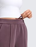 CRZ YOGA Spodnie dresowe SoftAura Pintuck Straight Leg damskie 30" - Modal casualowe podróżne z kieszeniami Dojrzała śliwka XS