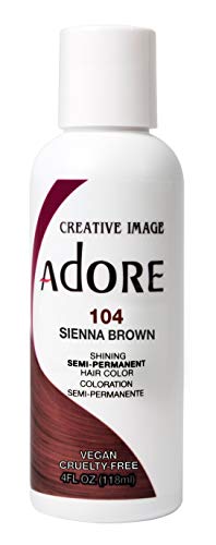 Adore Semi-Permanent Haircolor 104 Sienna Brown 4 Ounce (118ml) (6 Pack)