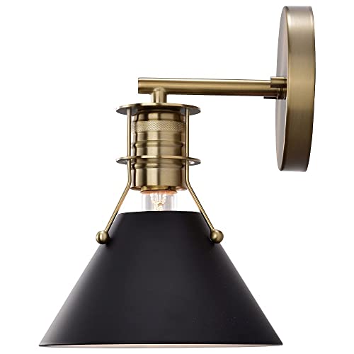 Image of Nuvo Lighting 60 /7519 Outpost - 1 Light Wall Sconce in Contemporary Modern Style-9.75 Inches Tall and 7 Inches Wide, Matte Black /Burnished Brass Finish with Matte Black Shade