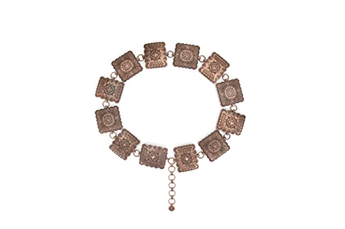 Women's Bronze Antique Silver Square Buckle Chain Belt Adjustable Metal Belt