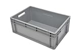 METRO Professional Eurobox, PP, 60 x 40 x 24 cm, 47 L, 25 kg, stapelbar, mit Handgriff, Grau