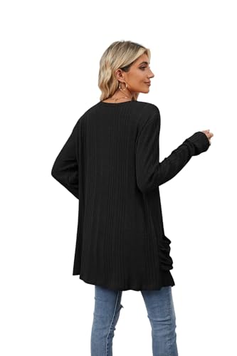 Image of Women's Lightweight Cardigan Open Front Long Sleeve Casual Knit Sweaters Coat Long Cardigan With Pockets