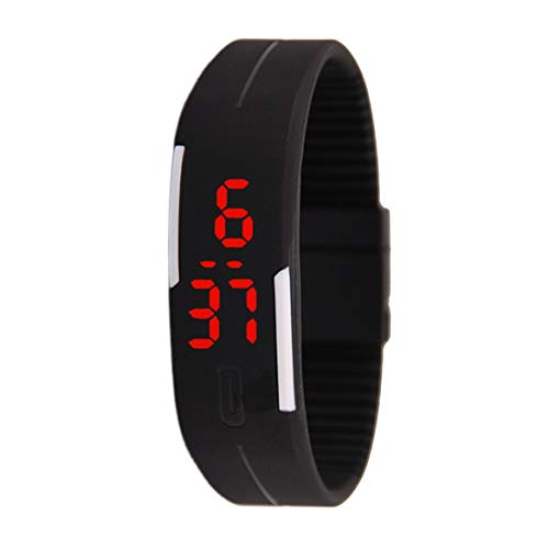 JohnJohnsen Unisex Hombres Mujeres Moda Silicona Rojo LED Pulsera Deportiva Reloj de Pulsera Digital táctil