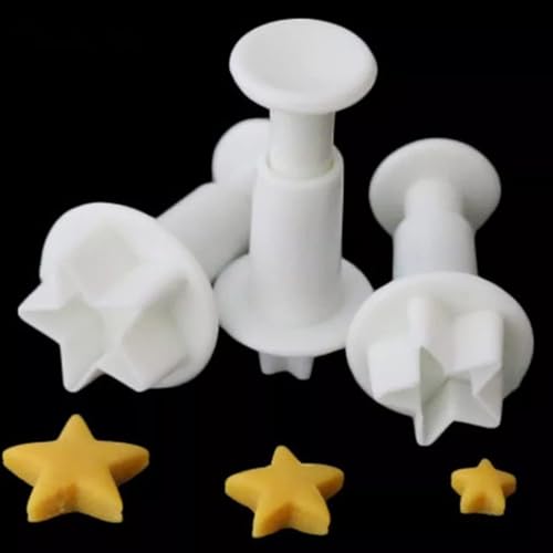 3er-Set Sternförmige Keksausstecher aus lebensmittelechtem ABS Kinderfreundliche Backformen für Fondant Kekse (Spülmaschinenfest 3 Größen inkl.)