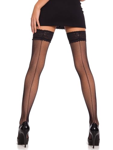 Image of Mila Marutti Fishnet Thigh High Stockings for Women with Lace Top | Fish Net Stockings Lingerie | Colored Fishnets
