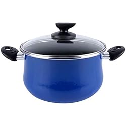 Cacerola Azul Magefesa Danubio - Olla 20cm de acero vitrificado exterior azul. Antiadherente bicapa reforzado, apta para todo tipo de cocinas, especial inducción. 50% de ahorro energético.