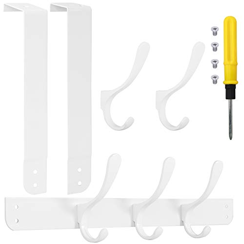 Skoloo Over The Door Hook Rack, 5 Door Hanger Hooks For Clothes Towels Coat, Over The Door Coat Rack (White) #TOP5