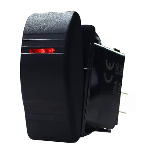 Car-ling Rocker Switch with LED Light 12V 24V SPST On-Off Waterproof for Car Boat Marine UTV (Red LED, 3P) - image 1