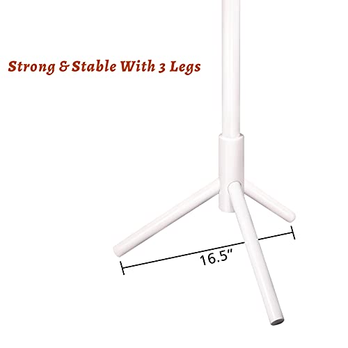 Dohang Wooden Coat Rack With 8 Hooks, 3 Adjustable Size, Easy To Asseemble, Free Standing Coat Tree Hanger Stand For Coats, Garment, Hats, Umbrellas, Scarves In Hallway, Office, Bedroom, White #TOP2