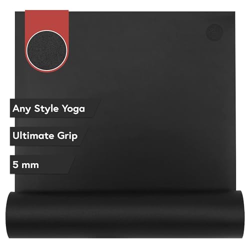 Manduka GRP Adapt Hot Yoga Mat - For Women and Men, Durable, Non Slip Grip, Sweat Resistant, 5mm Thick, 71 Inch, Black
