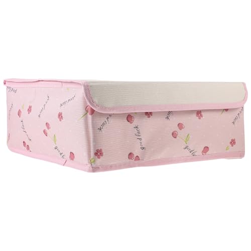 RUNROTOO Caja de Almacenamiento para Ropa Interior y Calcetines de Tela Oxford Rosa con Tapa y Compartimentos, Organizador Plegable Adecuado para Cajones
