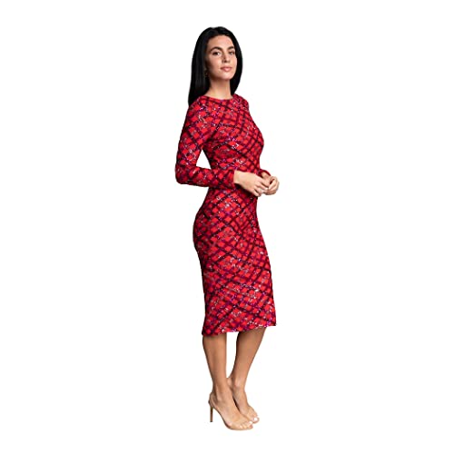 Image of Dress The Population Womens Emery Long Sleeve Stretch Sequin Midi Sheath Ddr147
