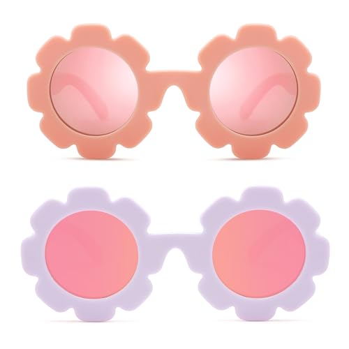Image of Hycredi Flexible Bendable Flower Baby Polarized Sunglasses with Strap for Newborn Infant Girls Age 0-24 Months