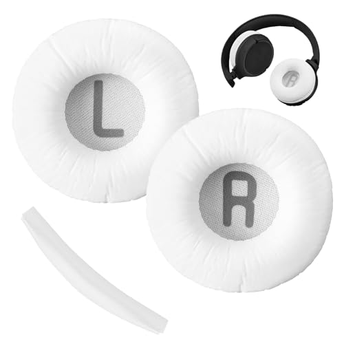 1 Paire Blanc Coussinet Casque et 1 Bandeau pour JBL Tune500BT T450BT T450 TUNE510BT JR300BT de Ecouteur Coussins en Mousse à Mémoire de Remplacement...
