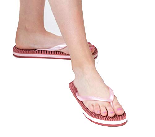 Revs Reflexology Massage & Acupressure Premium Flip Flops in Metallic Marsala & Pink for Ladies. Wear for Increased Blood Flow, Circulation, Energy, Recovery and Overall Better Health & Wellbeing.