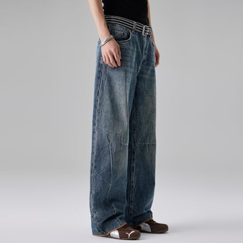 Custom Soft Fabric Mens Jeans Simple Solid Color Wide Leg Pants3