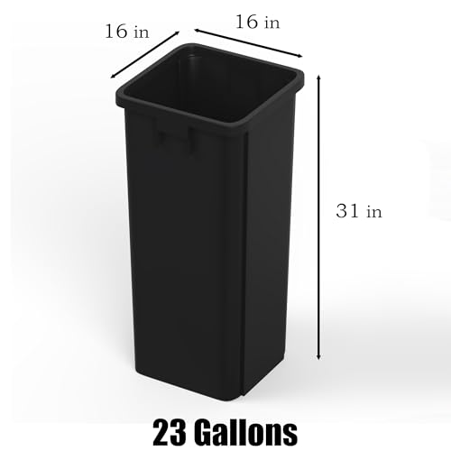 Image of 23 Gallon Black Square Commercial Trash Garbage Can | Outdoor Office Restaurant School Kitchen