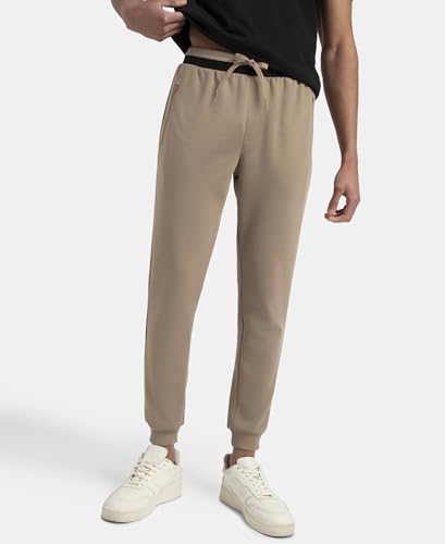 Image of Jockey AM05 Men Super Combed Cotton Rich Pique Slim Fit Jogger with Zipper Pockets