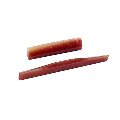 Levemolo GL903 Camel Bone Guitar Bridge Saddle Nut Set for Acoustic Guitars Dark Red Sturdy Folk Guitar Accessory