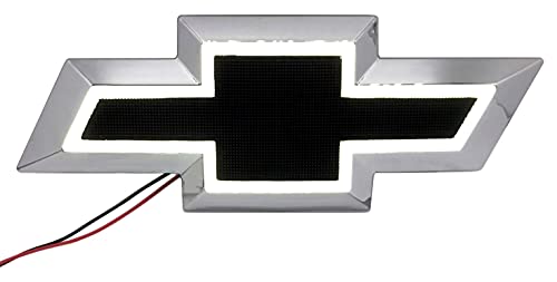 Custom Install Parts Front Grille Textured Black Bowtie with White LED Emblem Compatible with Select Silverado 2007-2014