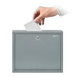 Adir Metal Suggestion Box with Lock and Slot, Wall Mount Deposit Box for Payments and Checks, Office Mail Box for Employees, Mailbox for House, Safe Drop Box with Keys - 3x10x12 Inch Gray