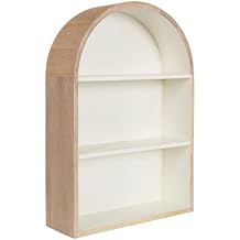 Kate and Laurel Arcott Modern Arched Wall Shelf, 18 x 6 x 26, White and Light Natural, Transitional Arch Wall Shelves for Over-the-Toilet Storage or Entryway Storage Shelf