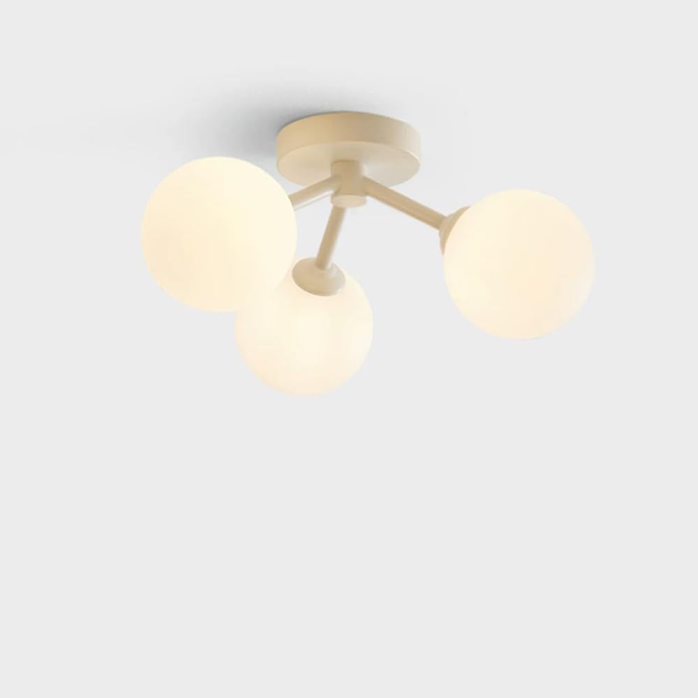 Lámpara de techo Sputnik de 3 luces blanca y dorada semiempotrada 7