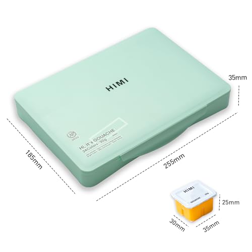 HIMI Gouache Paint Set, 24 Colors x 30ml Unique Jelly Cup Design,with 5 Pieces Hog Bristle Paint Brushes,Portable Case with Palette for Artists,Gouache Watercolor Painting(Green)