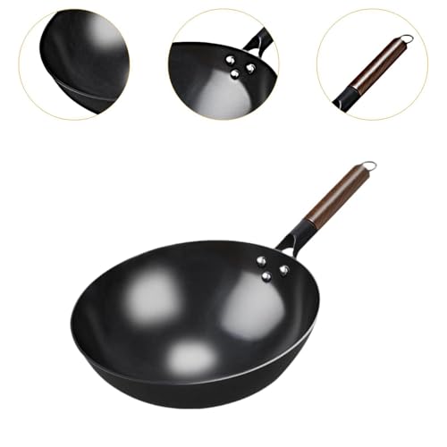 Wok sin recubrimiento con mango de madera 40 cm miniatura 2