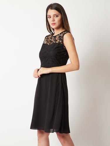 Image of Miss Chase Women's Round Neck Sleeveless Floral Ruffled GatheKnee-Long Skater Dress
